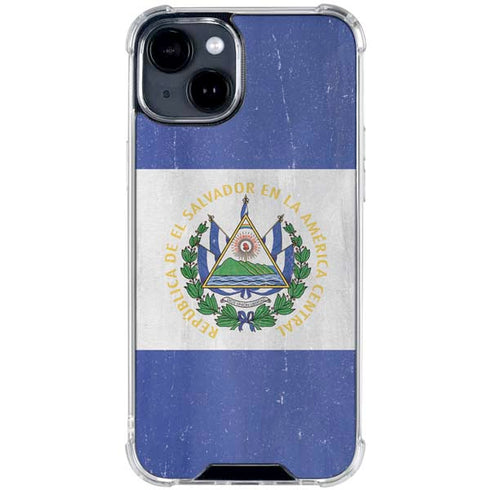 El Salvador Flag Distressed iPhone 15 Clear Case